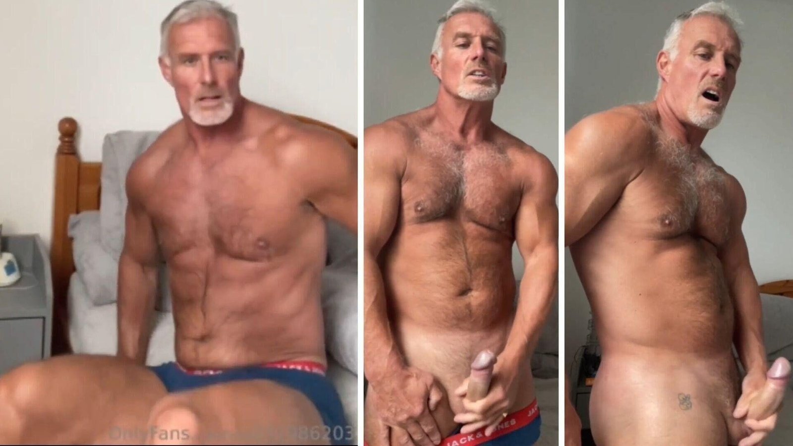 OnlyFans - Gorgeous Fitness Silver DILF Shoots That Thick Protein-Rich Load  – Boys Gay Porn